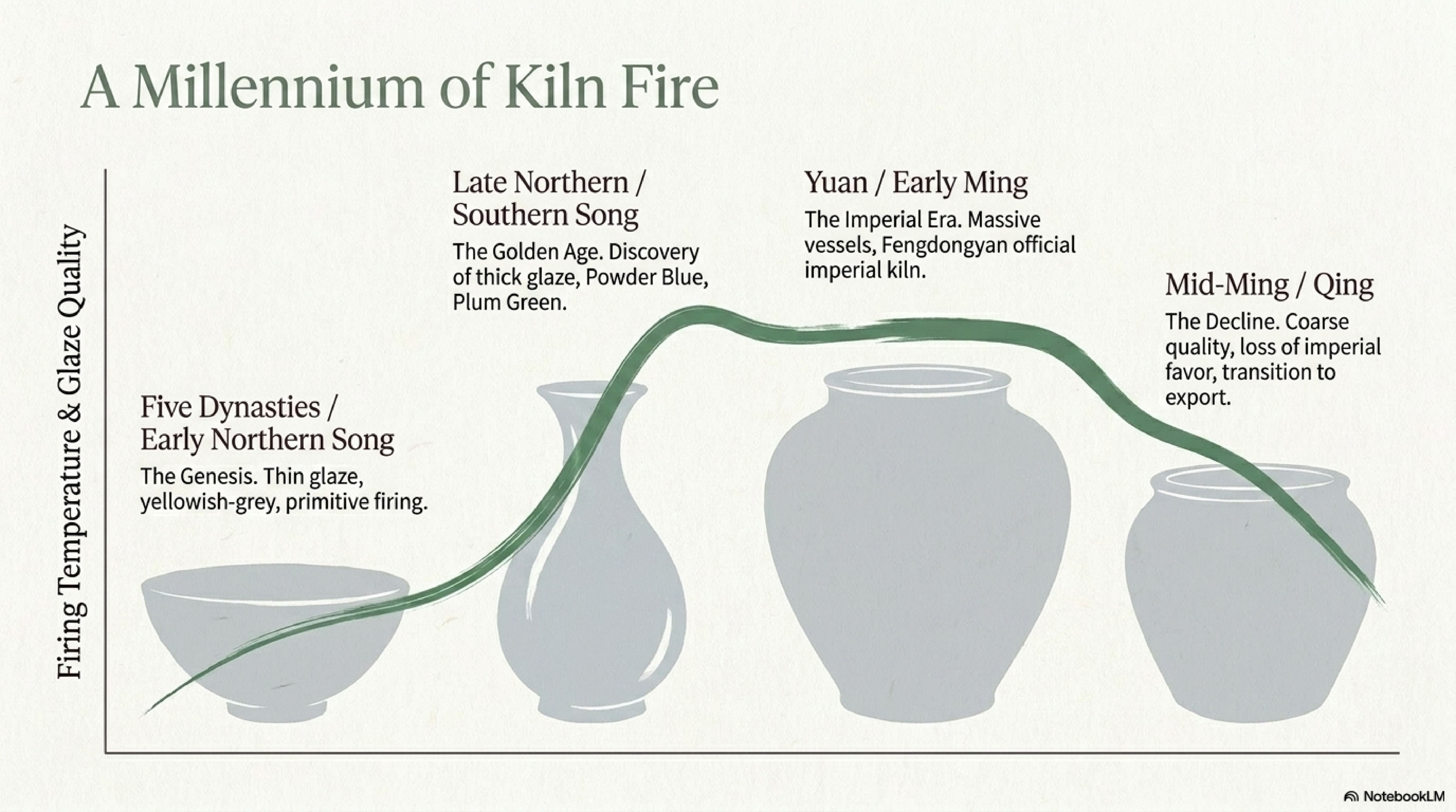 Timeline of Longquan celadon quality across dynasties