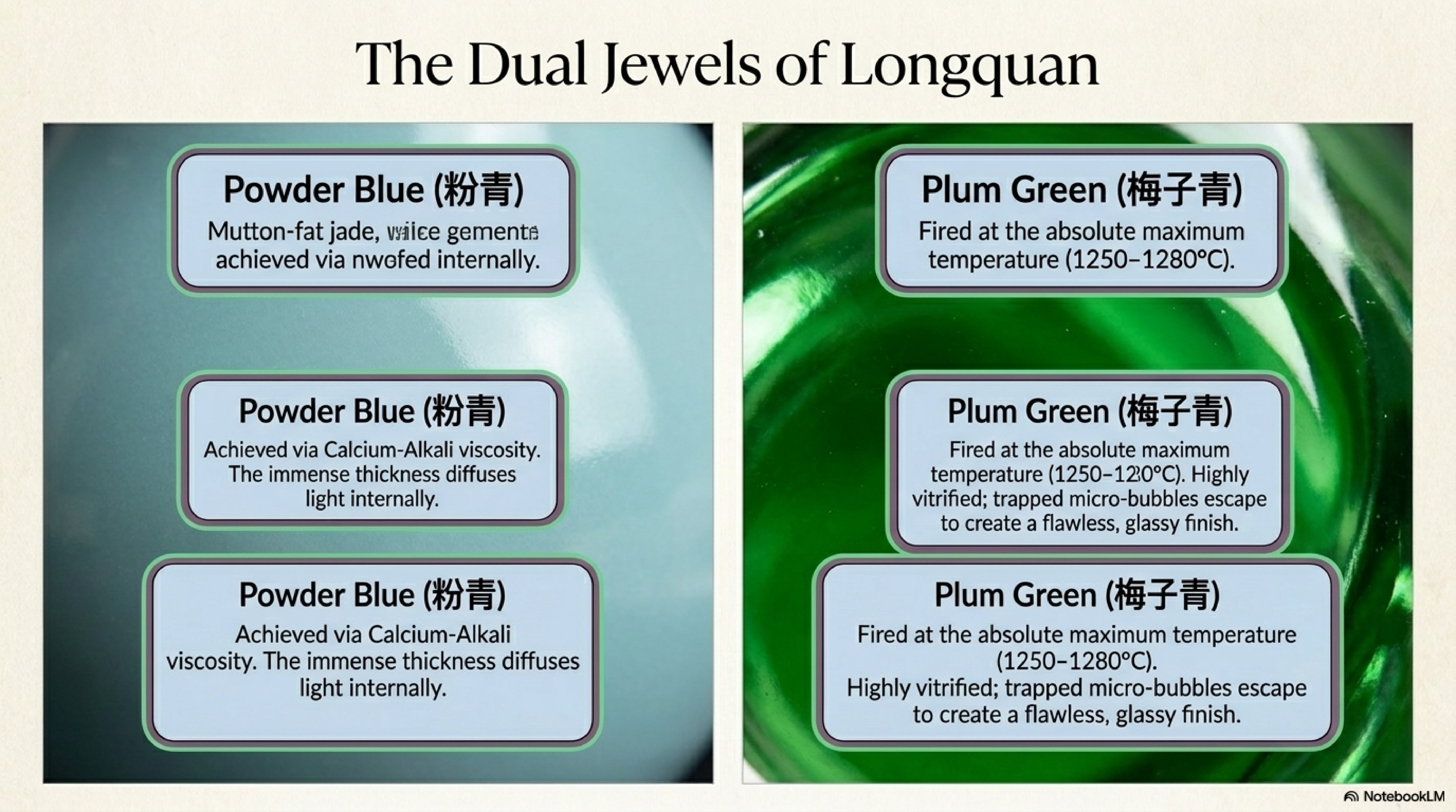 The Dual Jewels of Longquan — Powder Blue (粉青) versus Plum Green (梅子青) glaze comparison